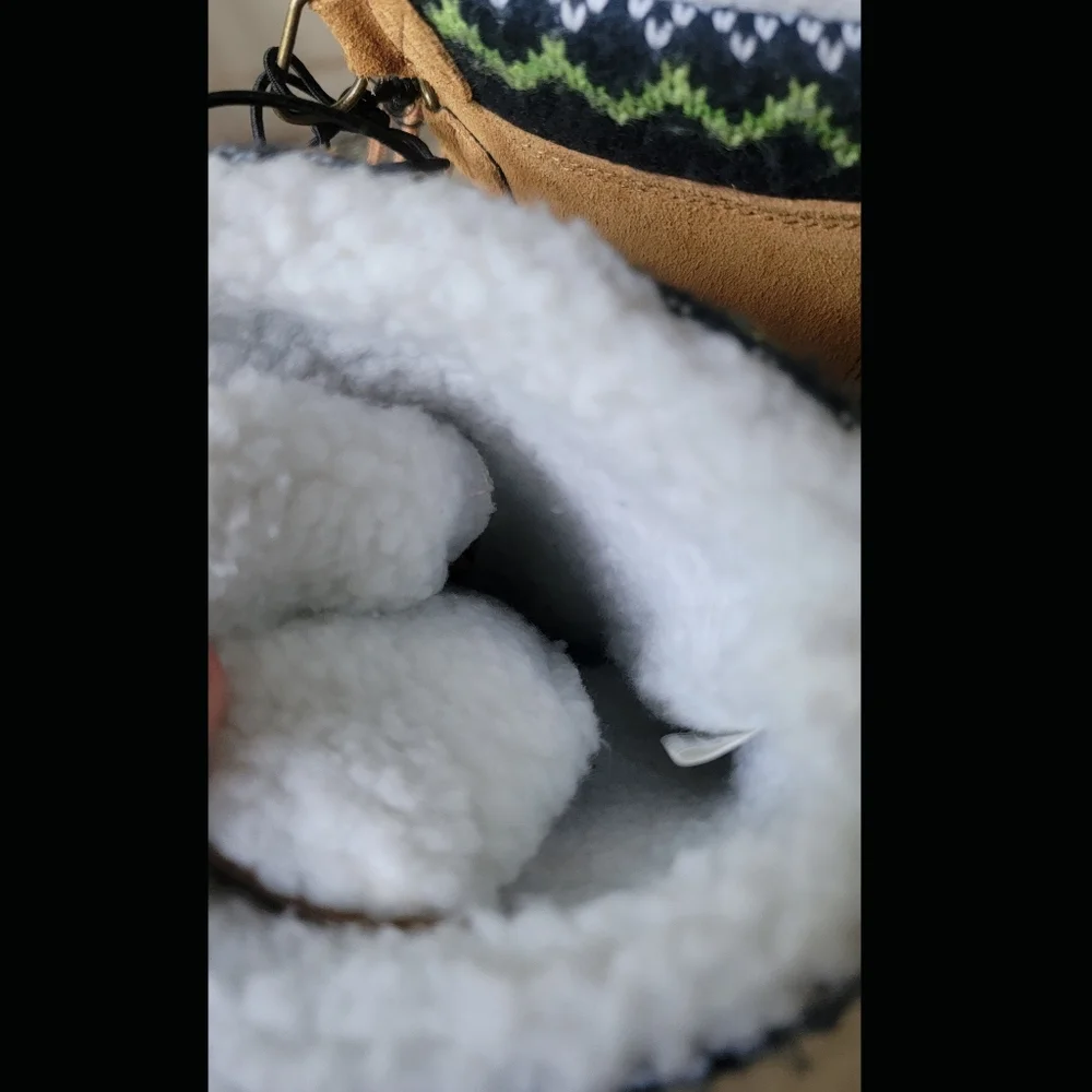 KHOMBU Vail fairisle trim Faux Fur Lined Snow Skiing Winter Duck Boots nwt 6